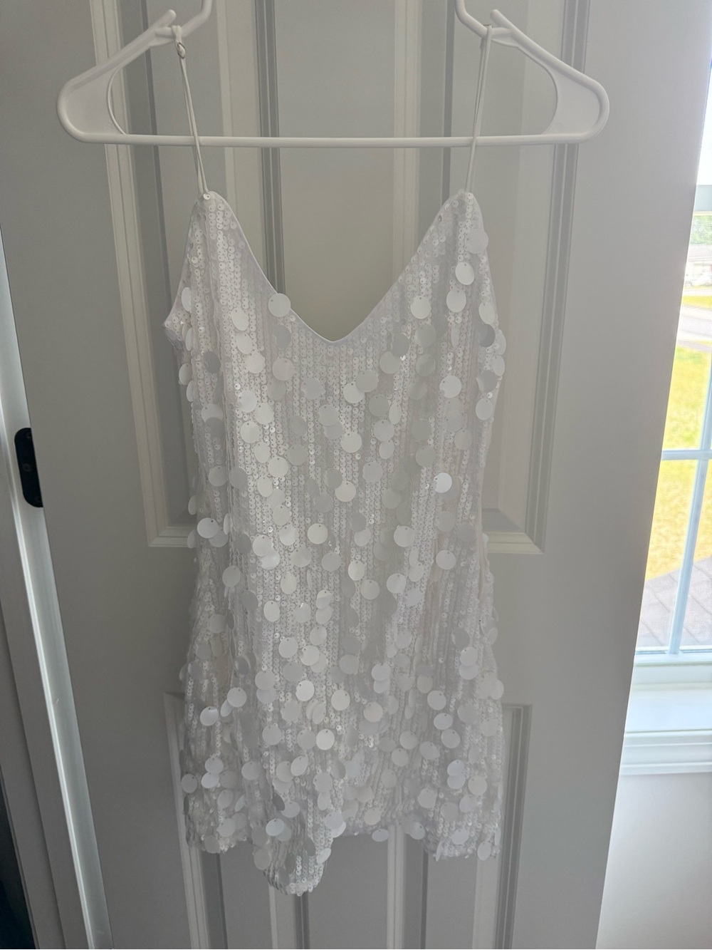 Hello Molly White Spaghetti-Strap Sequin Mini Dress - Picture 3 of 5